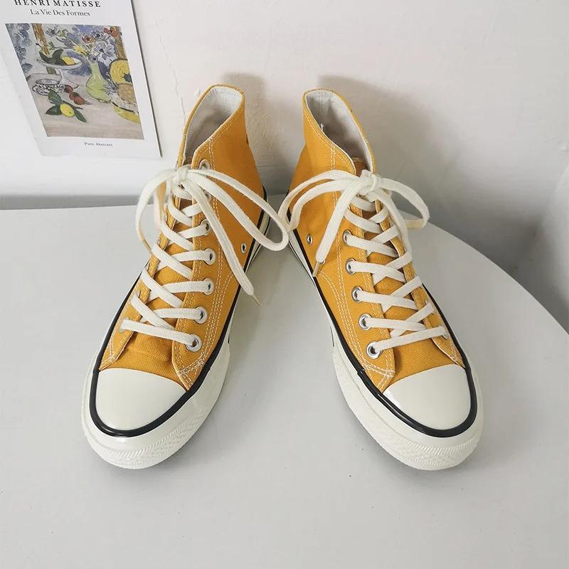 Pantofi Clasici Negri Solizi din Pânză Primăvară Înalți Outdoor Casual Adidași Confortabili Respirabili Încălțăminte