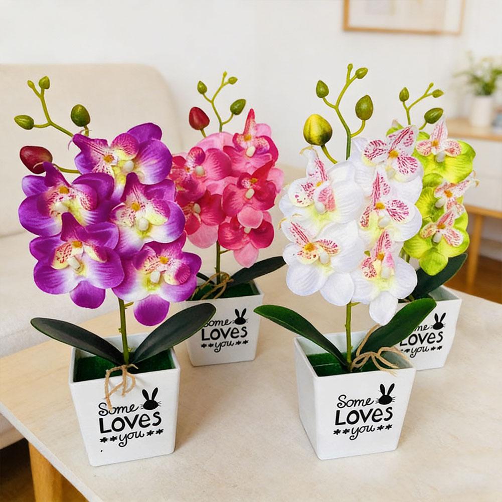 4Pcs Simulated Butterfly Orchid Potted Plant Fake Flower Potted Plant Fake Plant Artificial Pot Plant Outdoor Replacement Fake