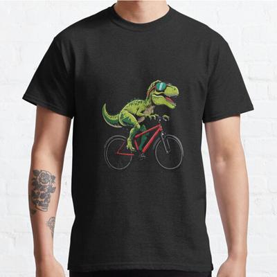 Sommer Herrenmode Lässig Kurzarm Dinosaurier Fahrrad Anime Schwarz T-Shirts Übergroße T-Shirts