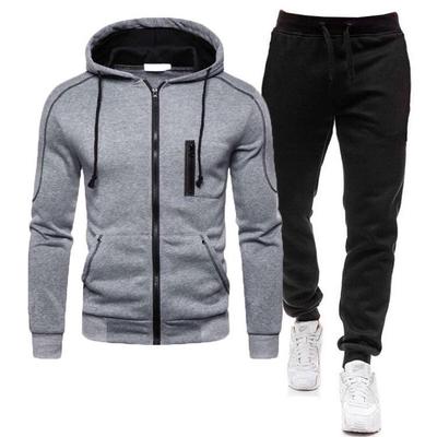 Set Felpa con Cappuccio e Pantaloni da Uomo Casual con Zip 2024 - Tinta Unita