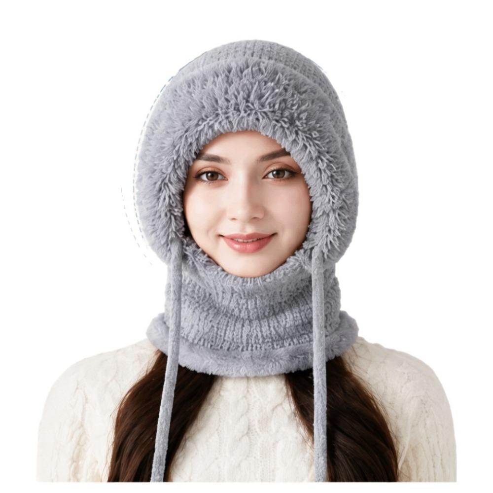 **Women Knit Balaclava Face Mask Neck Warmer Ear Flap Fleece Lined Outdoor Cycling Winter**