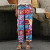 Damen Freizeithose Modische Print Kordelzug Taschen Elastische Taille Hose