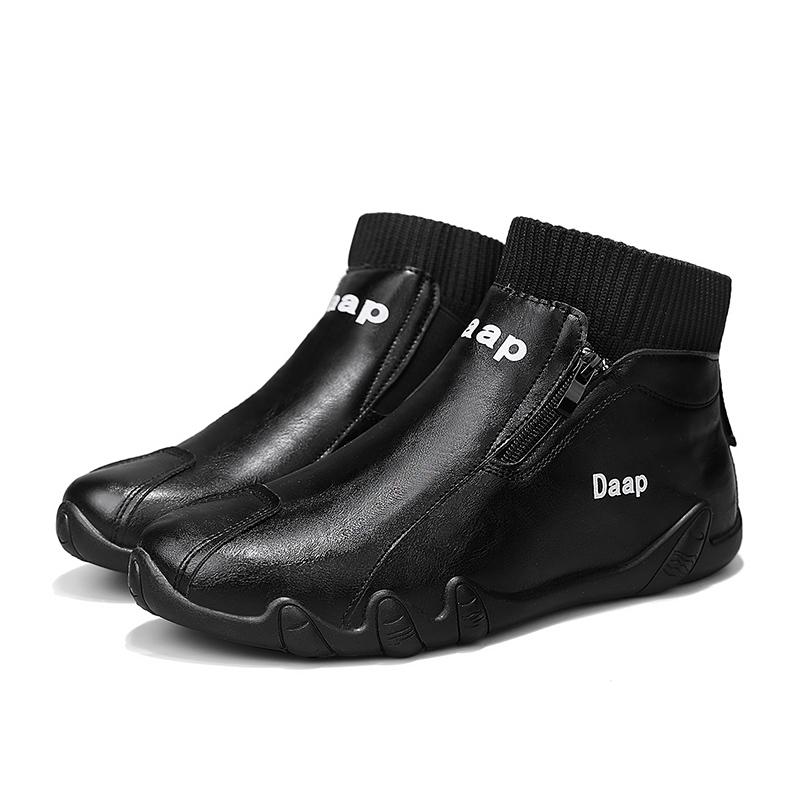 

Fashion New Casual Shoes for Men Luxury Round Toe Men Ankle Boots Light Slip on Walking Shoes Outdoor Comfor Men High Top Sneakers 39 чёрный