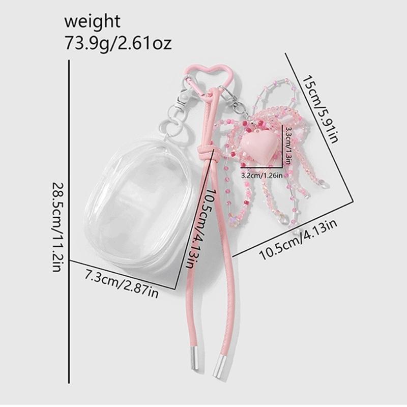 Perlen-Schleifen Schlüsselanhänger Transparente Aufbewahrungstasche Romantik Design Tasche Anhänger Schlüsselring Für Tasche Handy Geldbörse Zubehör