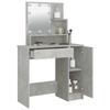 Makeup Table with LED Lighting Concrete Grey 86.5 x 35 x 136 cm