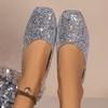Women's Low-Cut Flat-Heeled Shoes 2025 Summer New Arrival Square-Toe Low-Cut Flat-Heel Sequined Women's Loafers