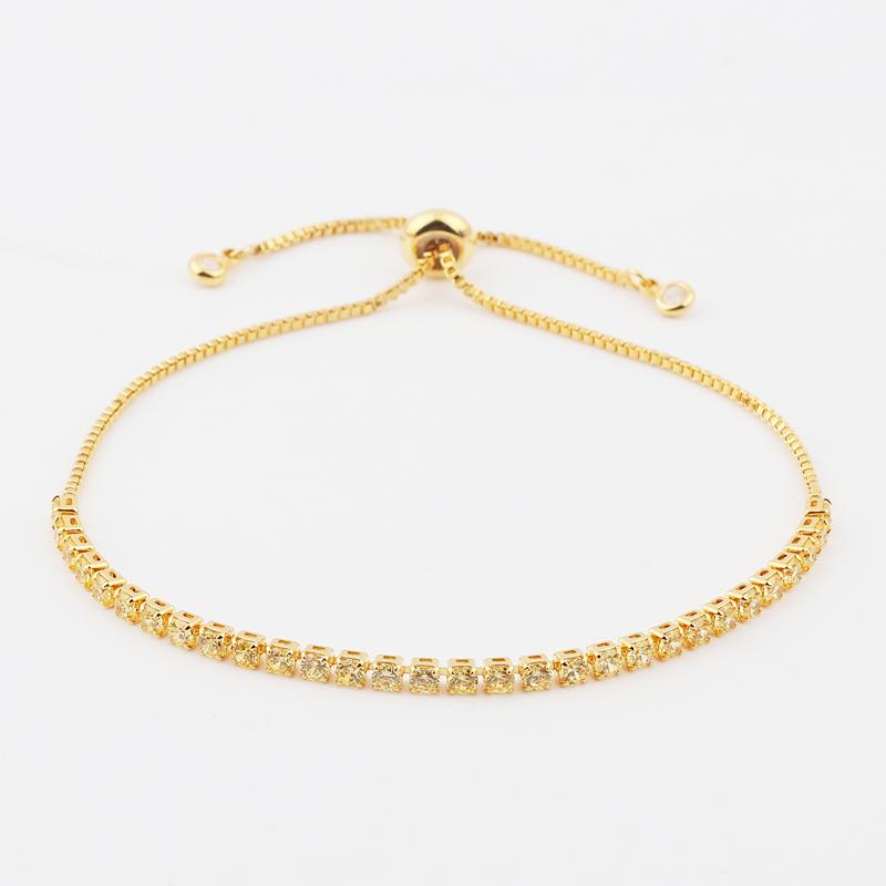 Rainbow Cubic Zirconia Tennis Bracelet Iced Out Chain Bracelets For Women Gold Color Adjustable Bracelet CZ Chain Homme Jewelry