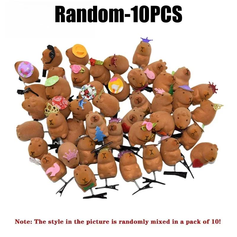 10-100PCS Kawaii Hair Clip Fashion Children Bow 3D Capybara Animal Plush Hairpin Funny Style Duckbill Clips Headdress Gifts