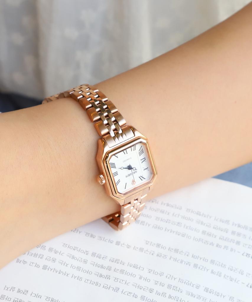 Gaigeo Ge1260Rg Women'S Octagon Diamond Metal Watch
