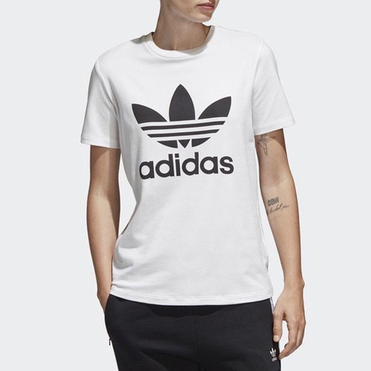 Adidas Originals Trefoil Tee White Letter Print American Vintage Short Sleeve T-Shirt Women Tops CV9889