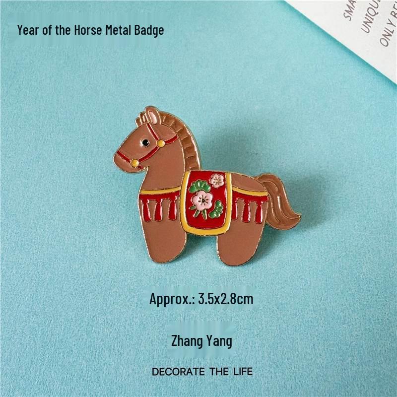 Colorful 2026 Year of the Horse Metal Brooch - Little Horse Pin Badge for Clothing Accessories