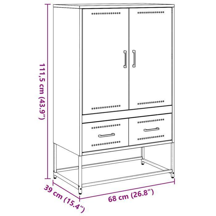 VidaXL Buffet Haut, Armoire avec Tiroirs, Placard avec Porte, Meuble de Rangement, Organisateur de Salle de Séjour, Rose 846609