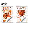 Removable Glass Art Decals Thanksgiving Static Window Clings, Cartoon Double Turkey Pumpkin Maple Leaf No?Glue Autumn Decals, Waterproof Stickers