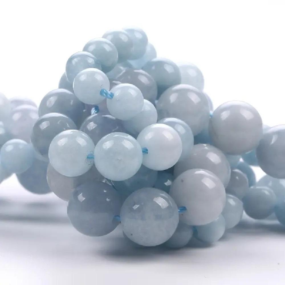 Light Smog Jades Blue Chalcedony Natural Stone 15" Smooth Loose Spacer Beads 4/6/8/10/12mm for Jewelry Making DIY Bracelets Charms Accessories