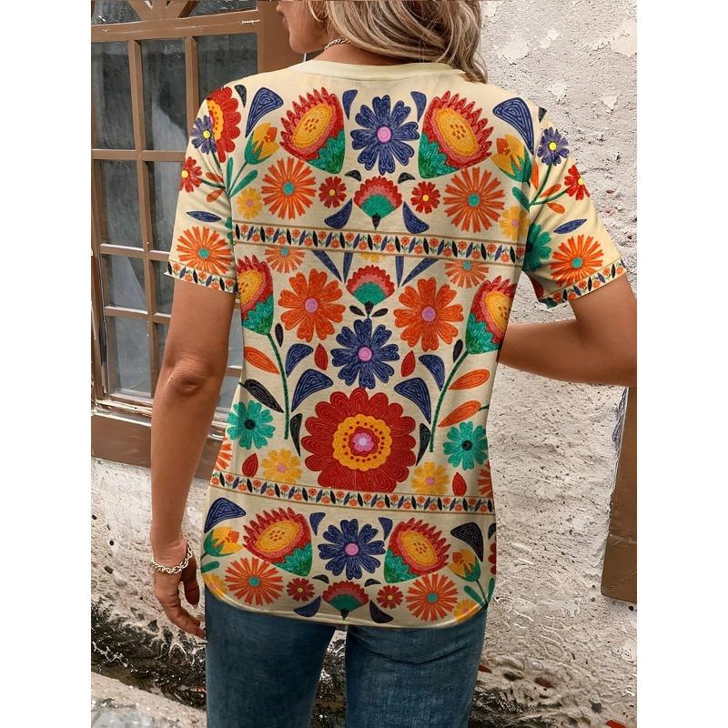 Women's T Shirt Floral Graphic Plants Vintage Stylish Classic Short Sleeve Crew Neck Regular Tops Daily