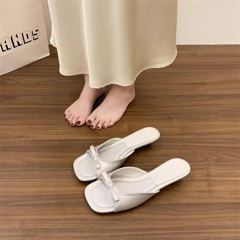 Slope heel one-word sandals silver fairy slippers female new summer wear with skirt temperament cool slippers female