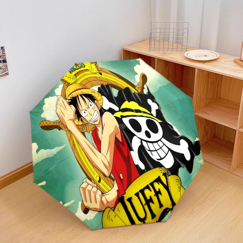 1 PC Automatic Folding Umbrella - One Piece Monkey D Luffy Pattern Portable Foldable Design With 8 Ribs Christmas Birthday Gifts
