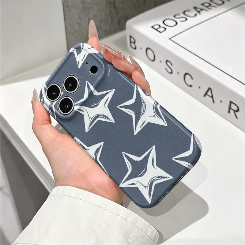 Sketchy Doodle Star Hand Drawn Gray Graphic Art Film Aesthetic Protective Shockproof Bumper Phone Case Cover For iPhone 14 15 16 Pro Max Plus