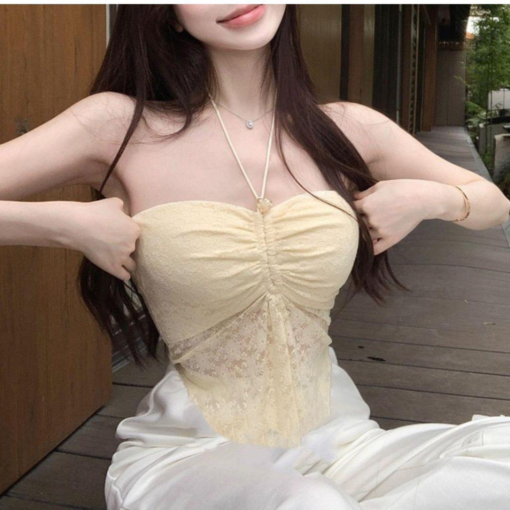 Hollow Lace Halter Camisole - Sexy letní top bez ramínek pro ženy