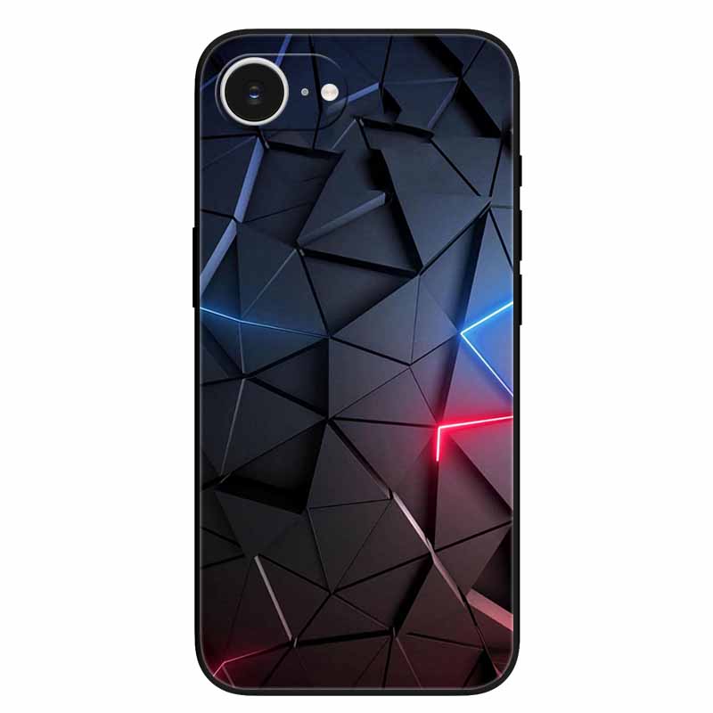 Schwarze Handyhülle Cover für Apple iPhone 16e Hüllen Gedruckte TPU Weiche Stoßfängerhülle für iPhone16e 16e 2025 Schutz Silikonhüllen