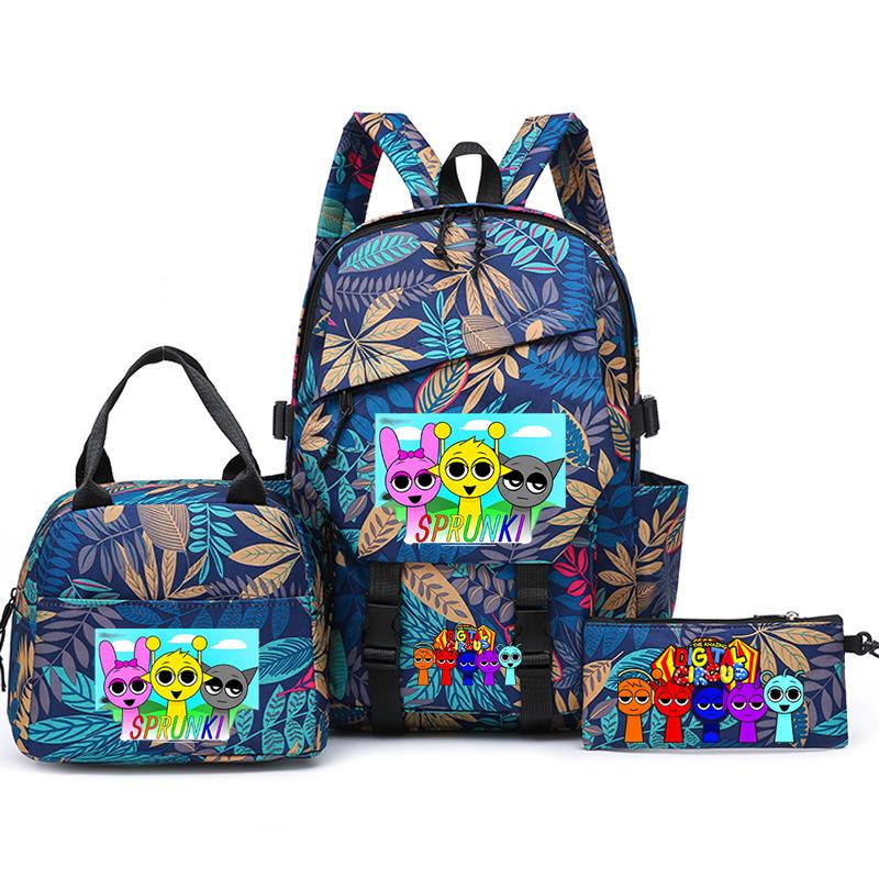 New rhythm box printed starry sky teen student schoolbag three-piece set men's and women's backpack