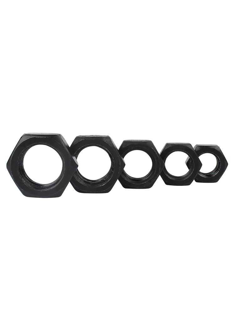 Blackened Iron Grade 8.8 Thin Hex Nut Cap Set, High Strength Fine Thread, Flat Head, Sizes M4-M36