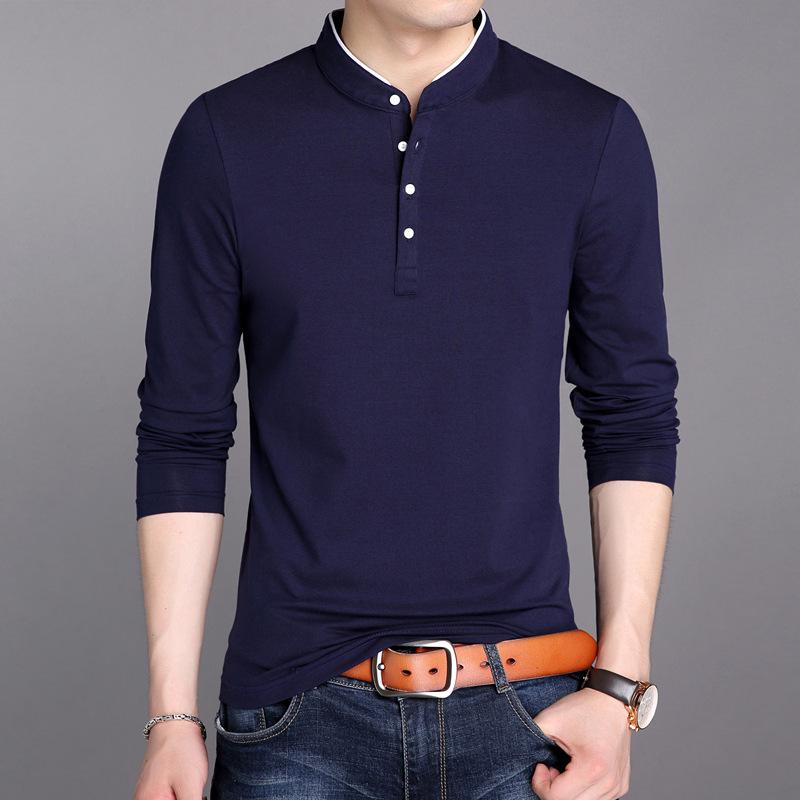 Herren Business Casual Polo Langarm T-Shirt Sommer Bequem und Atmungsaktiv Einfarbiges Oberteil
