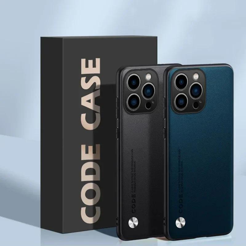EUCAGR Luxe PU Leer Telefoonhoesje Voor iPhone 17 Pro Max 17E 16E 15 14 13mini 12 Pro Max Effen Huid Schokbestendig Zachte Achterkant
