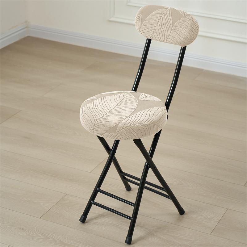 Solid Color Folding Stool Cover Stretch Round Chair Slipcover Household Backrest Chair Covers for Dining Room Office