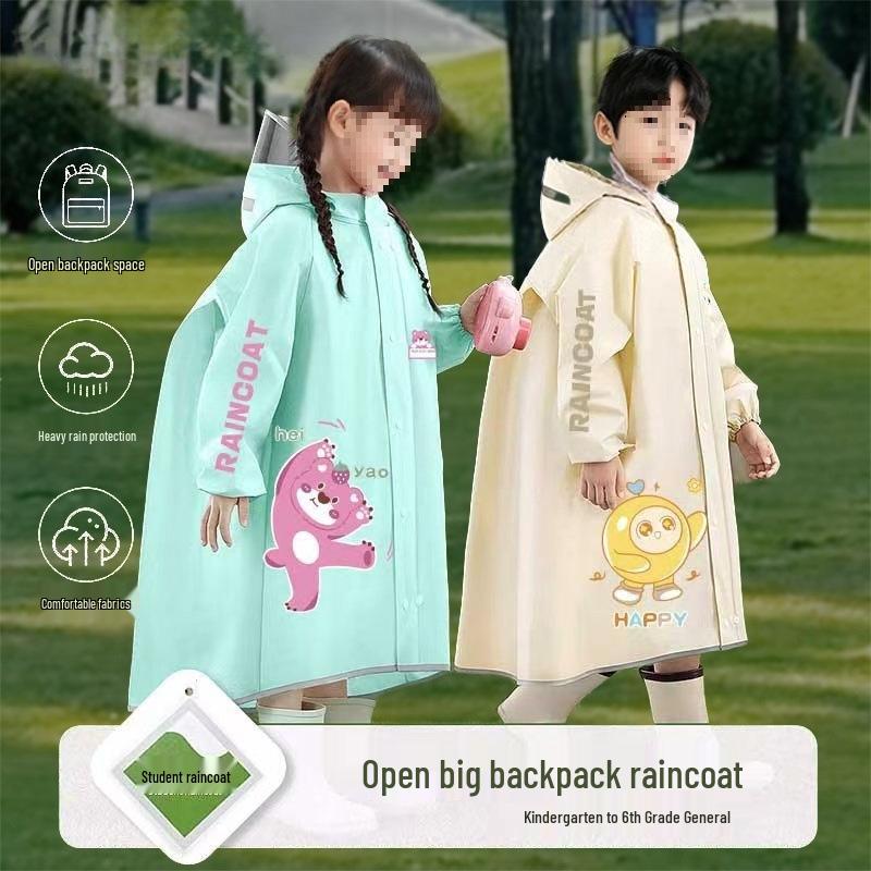 Children's Raincoat for Kindergarten & Primary School Students - Space 2025 Design with Backpack Compatibility