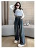 Girls' 2024 Spring & Autumn Fleece-Lined Wide-Leg Jeans - Straight-Leg Style for Winter, Suitable for Middle and Big Children.