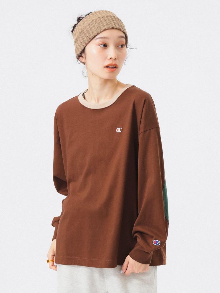 Beams Boy L/S TEE [Special Order] Champion Elbow Patch T-Shirt Women's Brown Size S