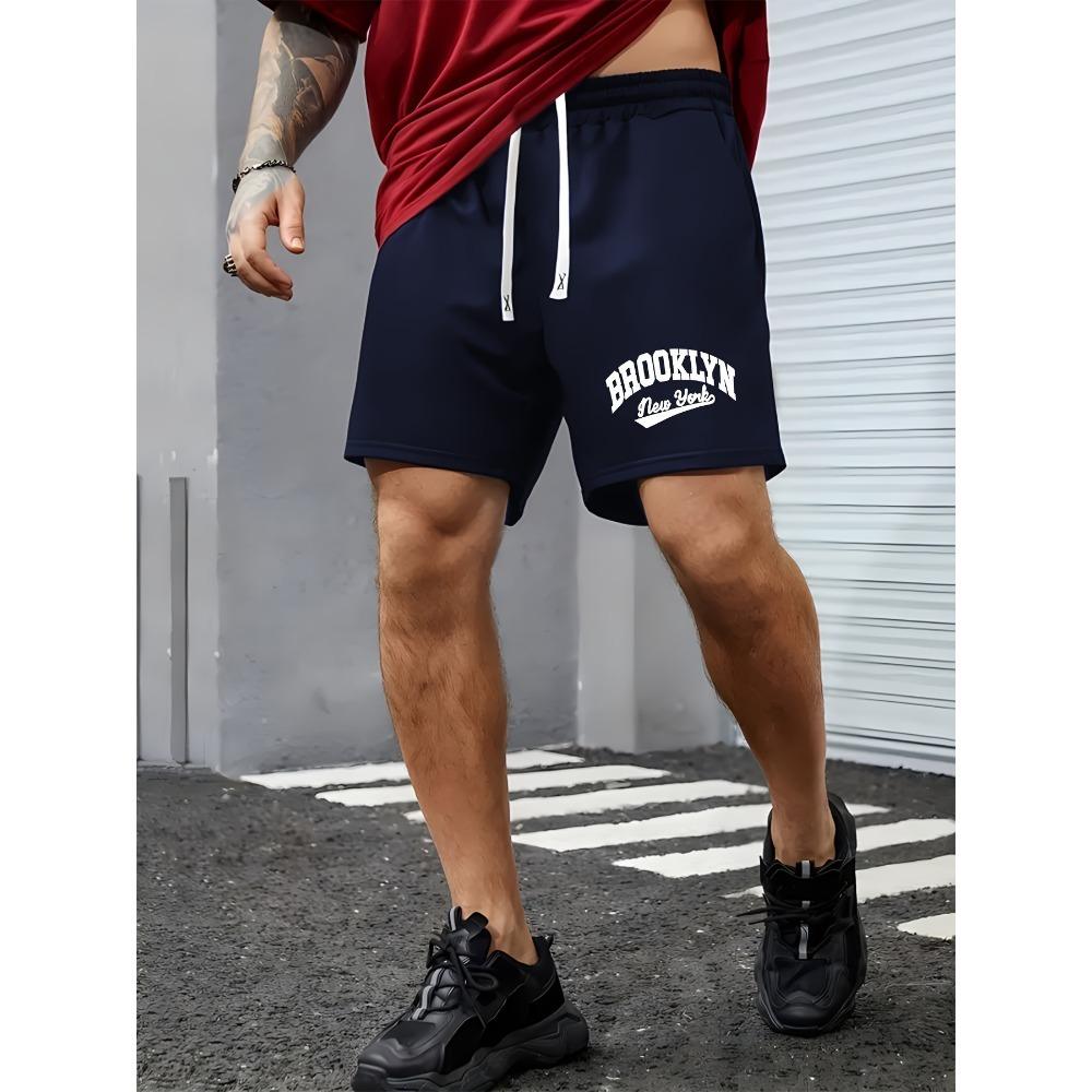 

Korean Style Men Printed Knee Length Shorts Loose Casual Streetwear Fashion Daily Holiday Short Pants M