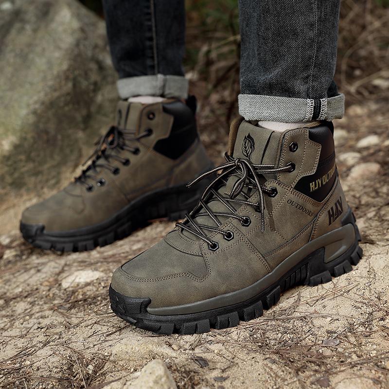 Men's Thick-soled High-top Boots Outdoor Non-slip Lace-up Hiking Shoes for Hiking Camping Trekking All-terrain Outdoor Walking