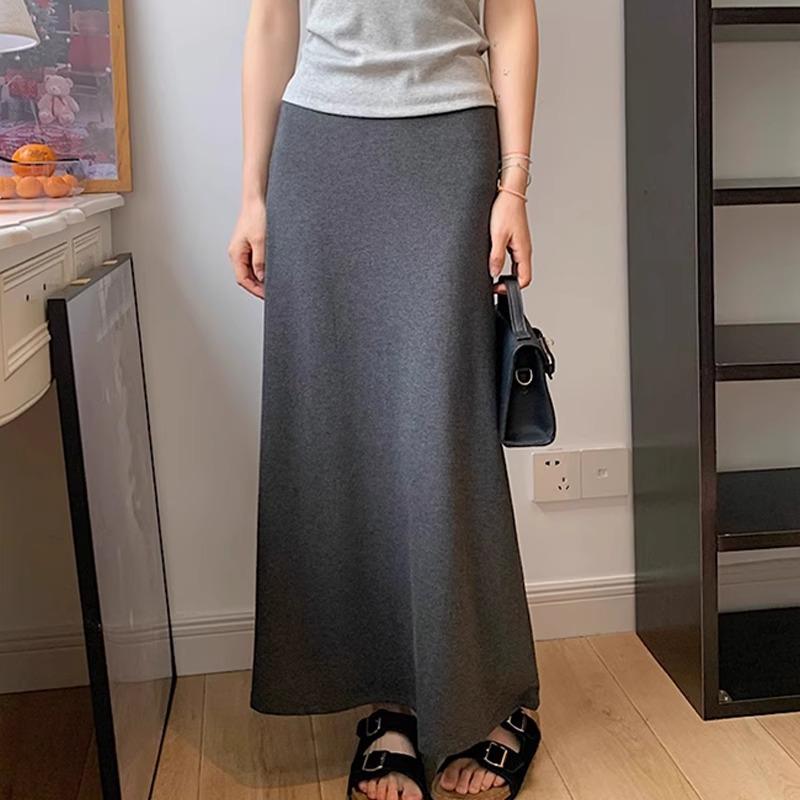 

Юбка без живота для беременных женщин, не утягивающая живот, летняя, тонкая модель, с высокой талией, средней длины, облегающая бедра, с большим подолом для женщин M