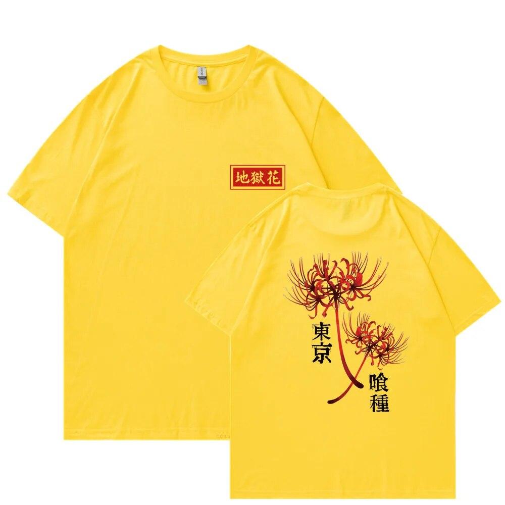 Anime Tokyo Ghoul Spider Lily T-shirt Unisex WoUnisex Cool Kane Kiken Graphic Print T-shirts Oversized Streetwear Couples Tees
