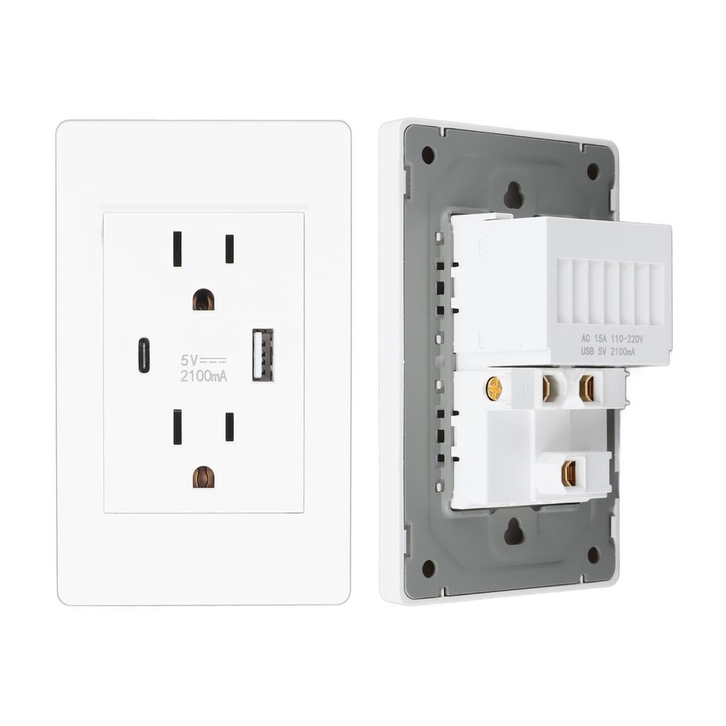 Socket USB Type C Wall Outlet Multi Functional High Safety Receptacle for Home