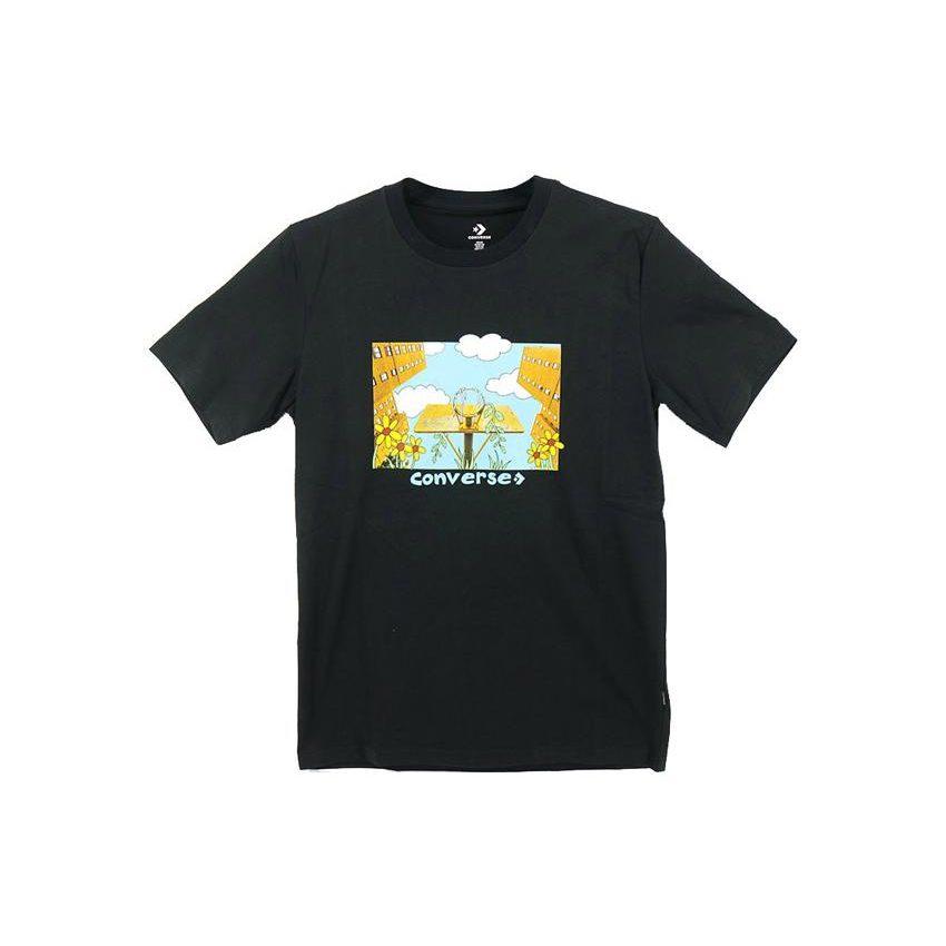 Converse T Shirts Men's Black Crew Neck Moderate Straight Fit 10023257-A01