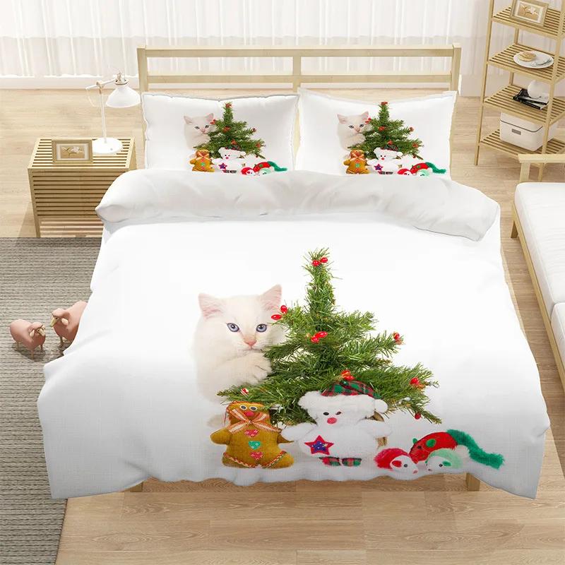 Sevimli Evcil Kedi Yatak Takımı Hayvan Baskılı Örtüler Tek Çift King Queen Boy Nevresim Takımı Kedicik Desenli Polyester Yorgan Kılıfı