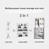 2 In 1 Shoes Clothes Organizer Multipurpose Carbon Steel Coat Rack Space Saving Floor Shoe Shelf Multi-layer Storage Organizer