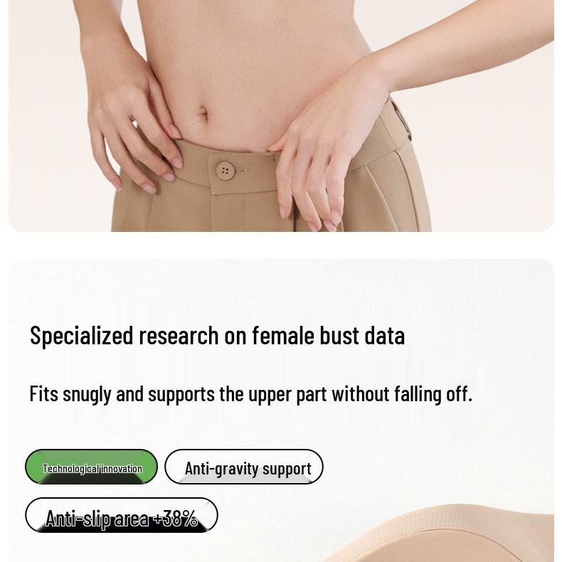 Strapless Invisible Push-Up Bra for Women, Anti-Slip, Wire-Free, Seamless Side Support.