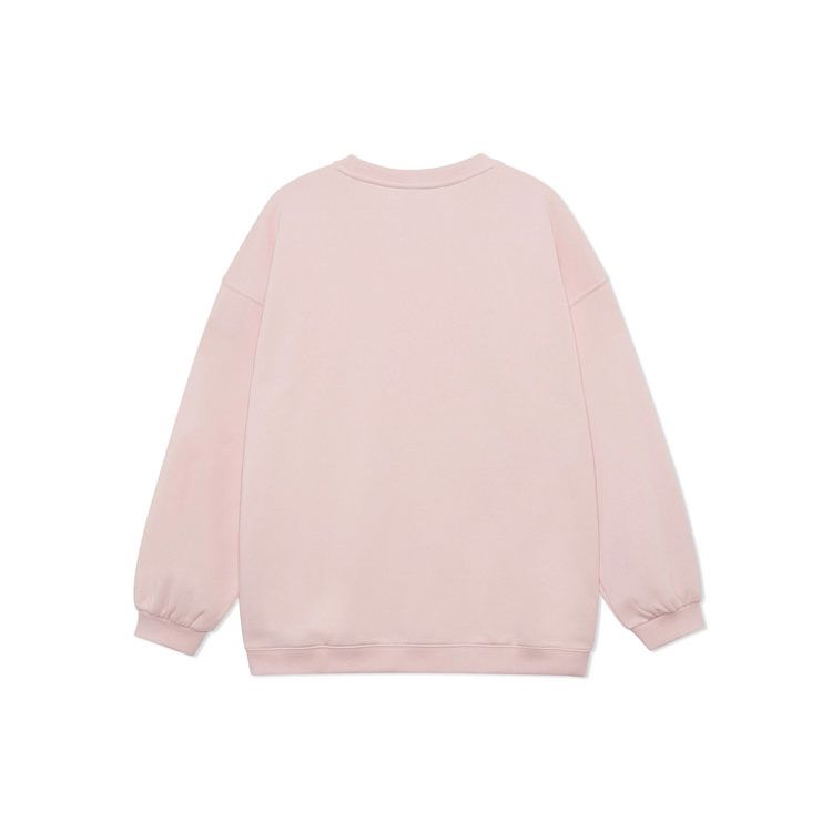 Li Ning Training Series Rhinestone Logo Sports Round Neck Fleece Warm Pullover Sweatshirt Winter Women Sweatshirt Pink AWDRD44-7