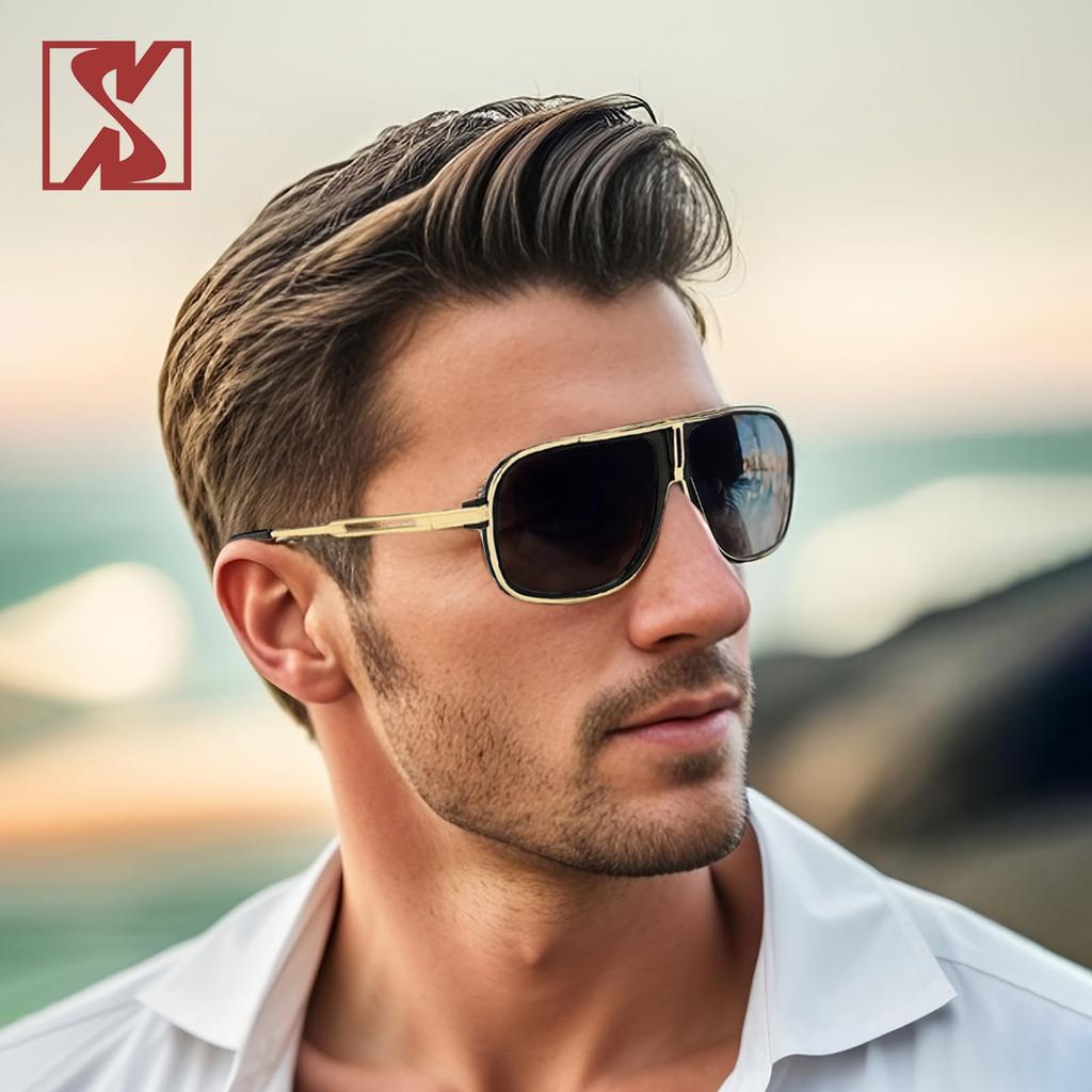Retro Sunglasses Vintage Oversized Pilot Sunglasses Classic Fashion Mirror Eyewear Unisex [SHEEN KELLY] Men's Women's