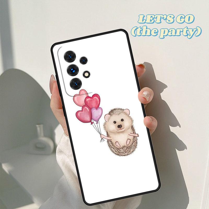 Hedgehog and Balloon Phone Case For Samsung Galaxy A42 A31 A40 A51 A71 A32 A80 A91 A52 A72 A73 A20e A21S A50 A70 A11 A12 Cover