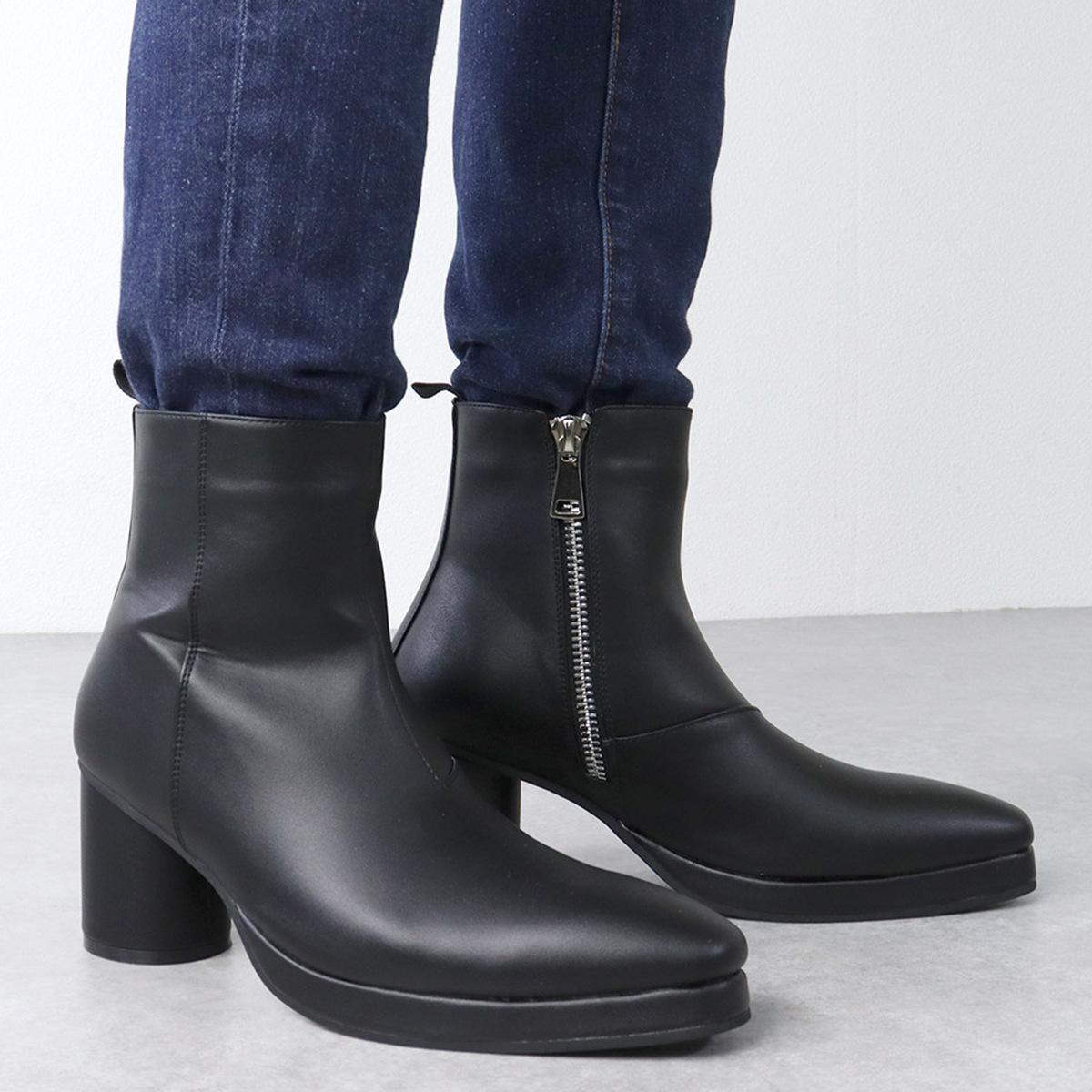 

Martin boots thick heel platform pointed shoes business fashion 44 чорний
