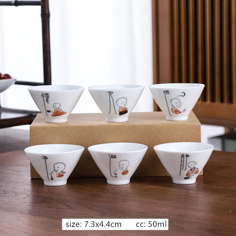 6pcs Dehua White Porcelain Tea Cups Suit Exquisite Custom Ceramic Teacup Home Porcelain Tea Accessories Chinese Drinking Set
