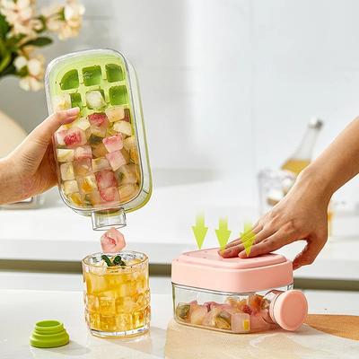 Pressure Type Ice Making Mold Freezer Leak Proof Ice Tray Water Bottle Shape NO TOUCH Silicone Ice Making Tray with Straw