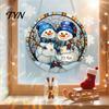 Durable Acrylic Holiday Signage Christmas 2D Hanging Ornaments, Stained Glass Style Snowman Santa Snowflake Lightweight Wall Ornaments Window