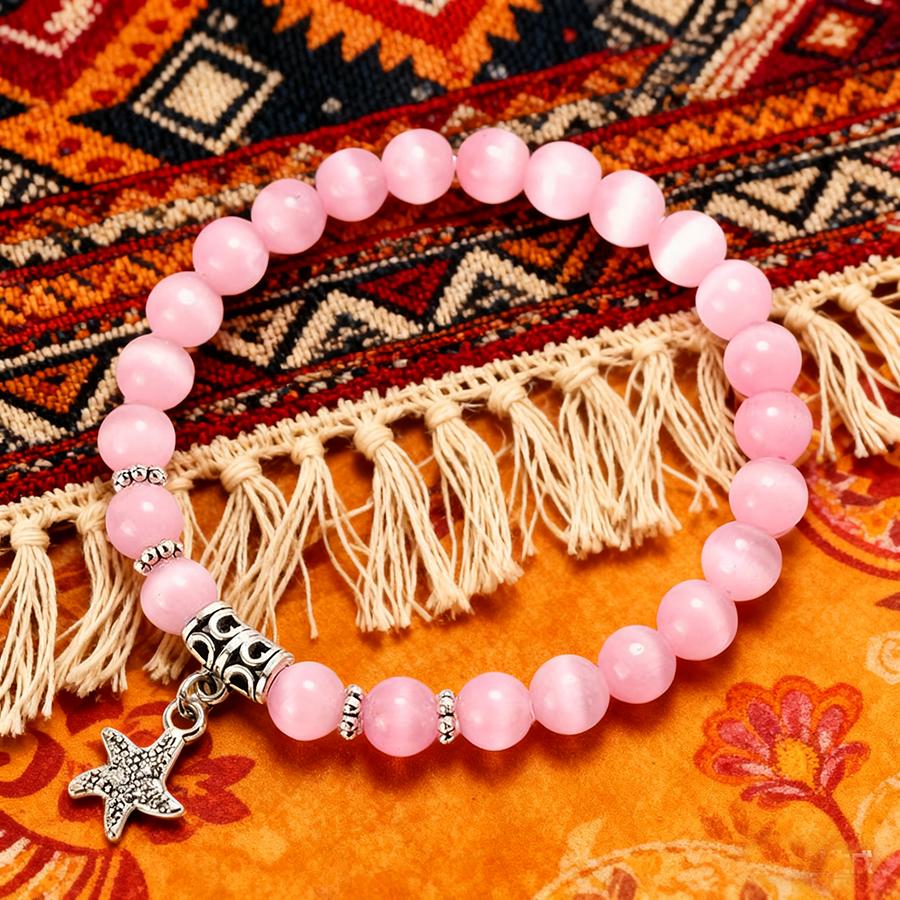 Noter Stylish Women Starfish Bracelet 5 Colors Available Natural Cat Eyes Stone Beads Charm Braslet Perfect Gift For Her Joias