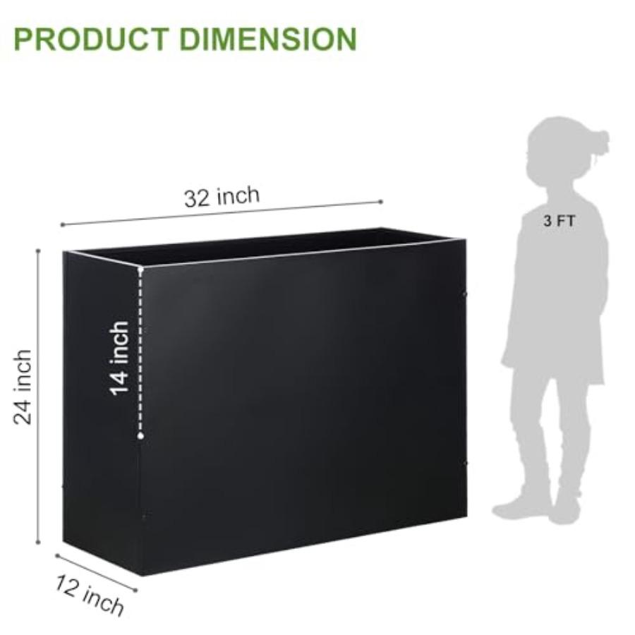 Metal Rectangular Planter Box Tall Planters for Outdoor Plants Modern Heavy Duty with Drainage Holes for Outside Indoor Patio D